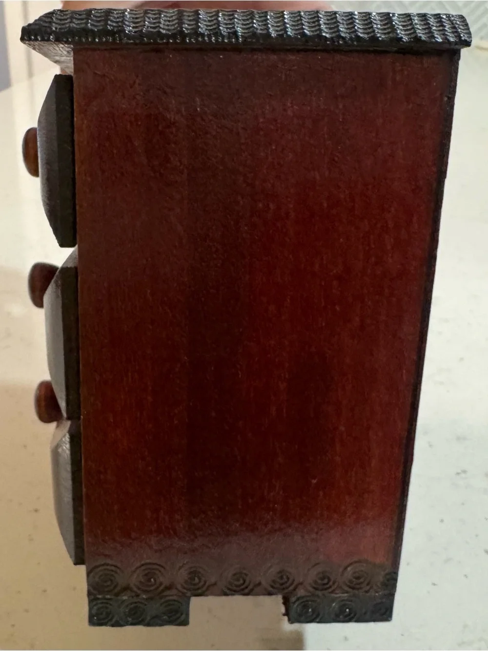 Miniature Wooden 3 Drawer Jewelry Box Heart Design